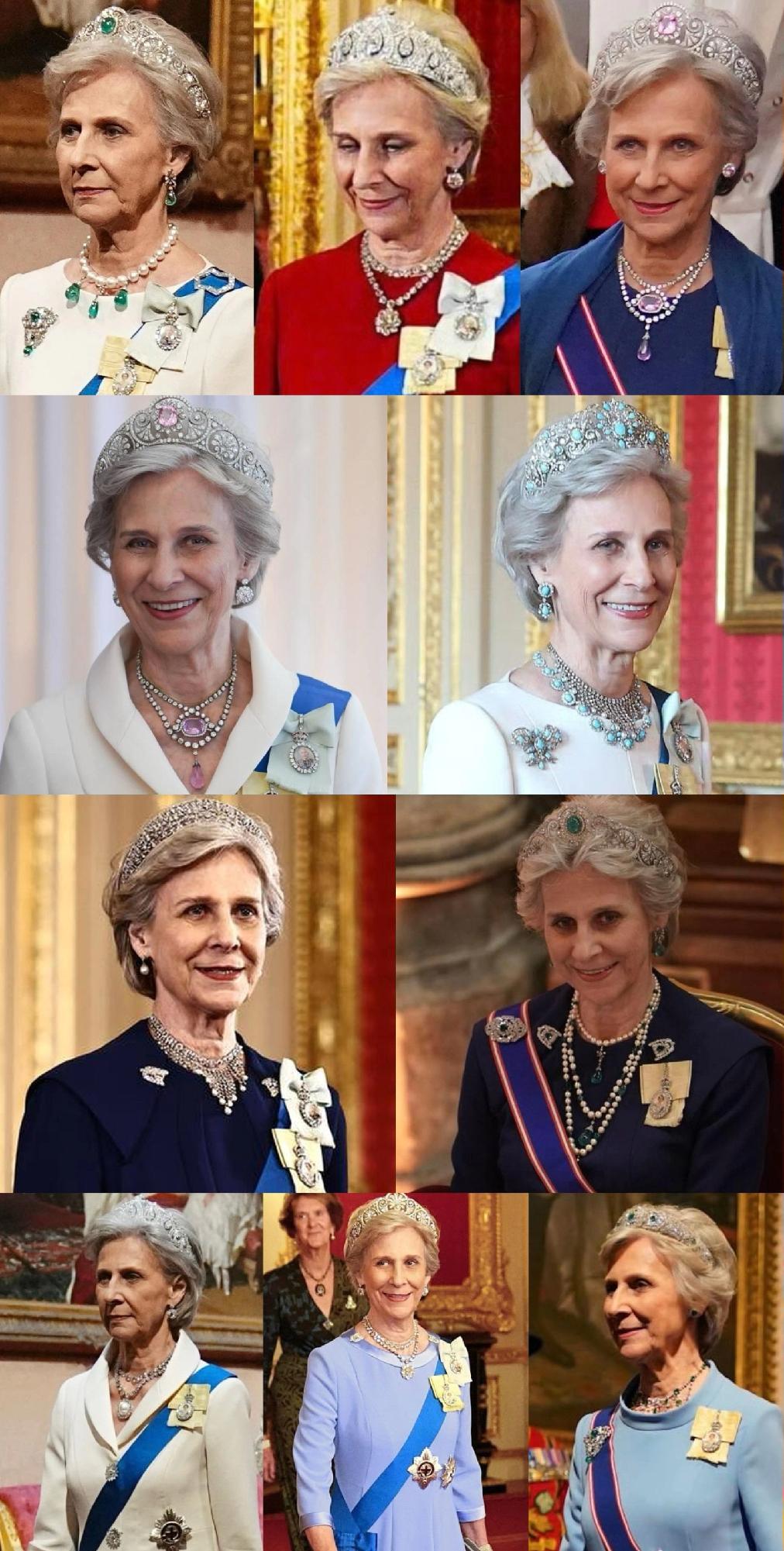英国格洛斯特公爵夫人比尔吉特的珠宝真是太有看头了，一点不逊色卡米拉王后。细数自
