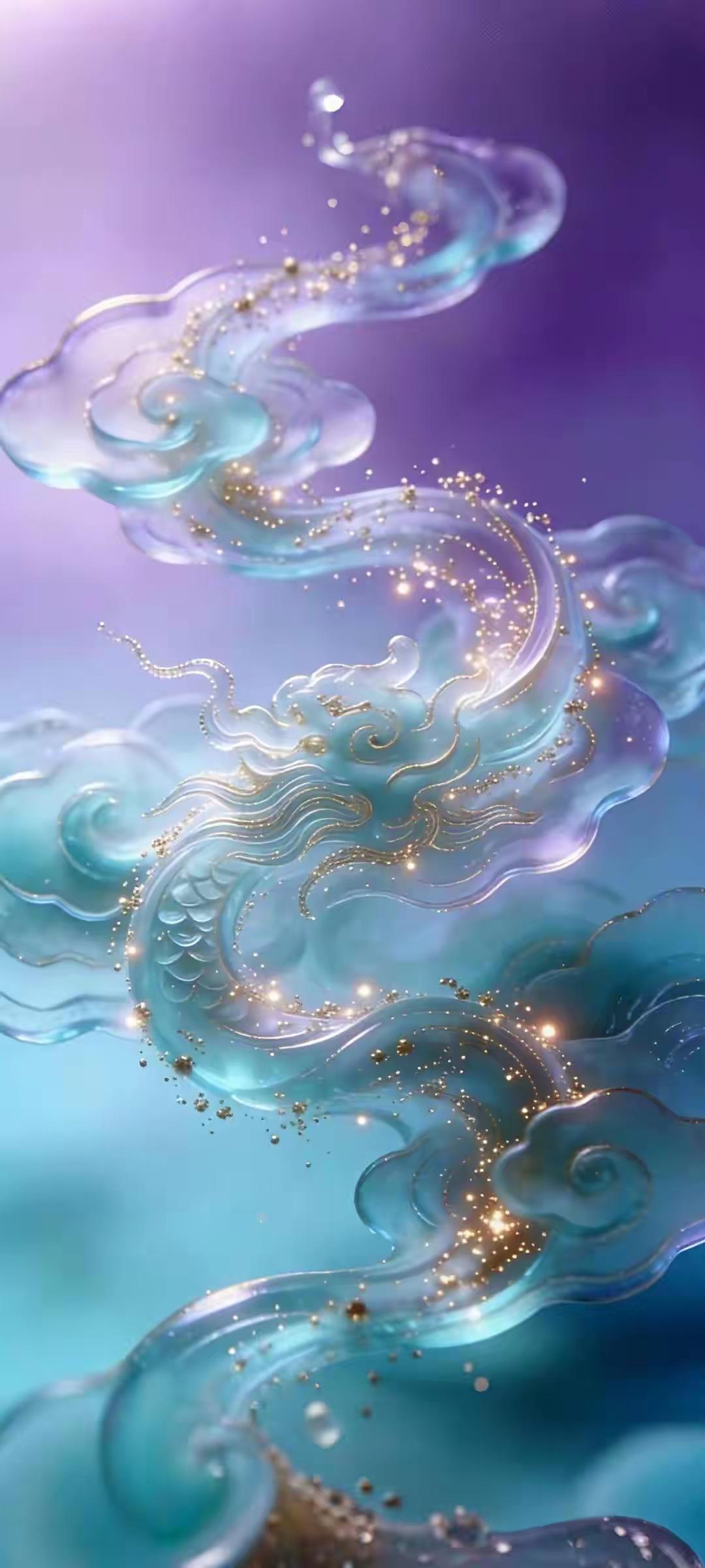 手机壁纸～琉璃为骨，金线为魂，云纹卷舒间藏着东方千年的浪漫。每一缕流光都在诉