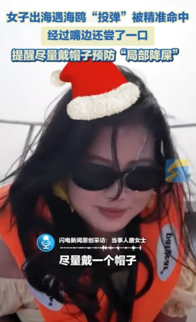“防不胜防！”2025年6月，山东威海，一女子坐游艇去喂海鸥，结果，被海鸥精准命