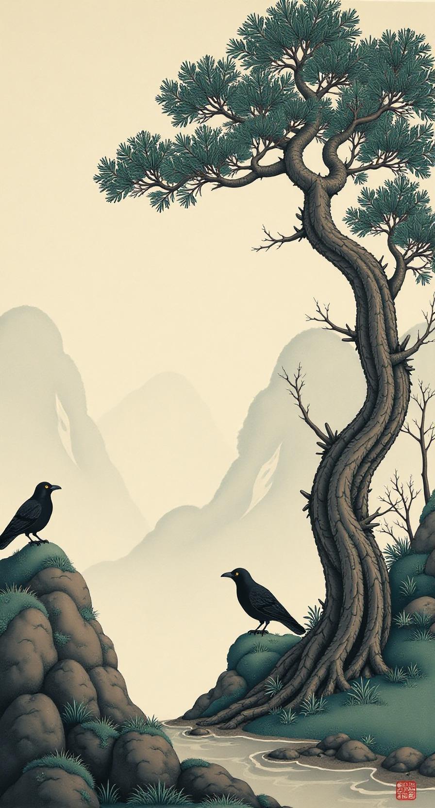 《愣严经》卷五(三)23【佛释】六根六尘各不同，随缘生灭如雨中。松荆鸟