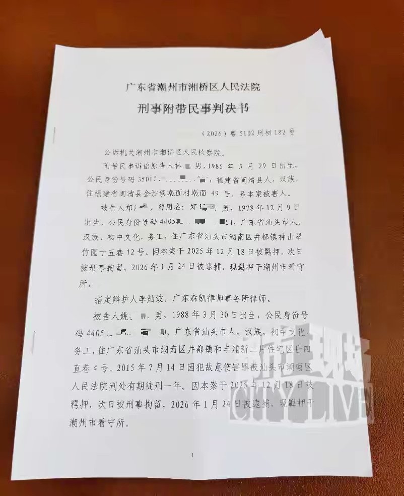 “举报商家猪肉冒充牛肉售卖遭围殴致肋骨骨折”，打假博主称广东潮州当地法院已做出一审判决：涉案六人被判