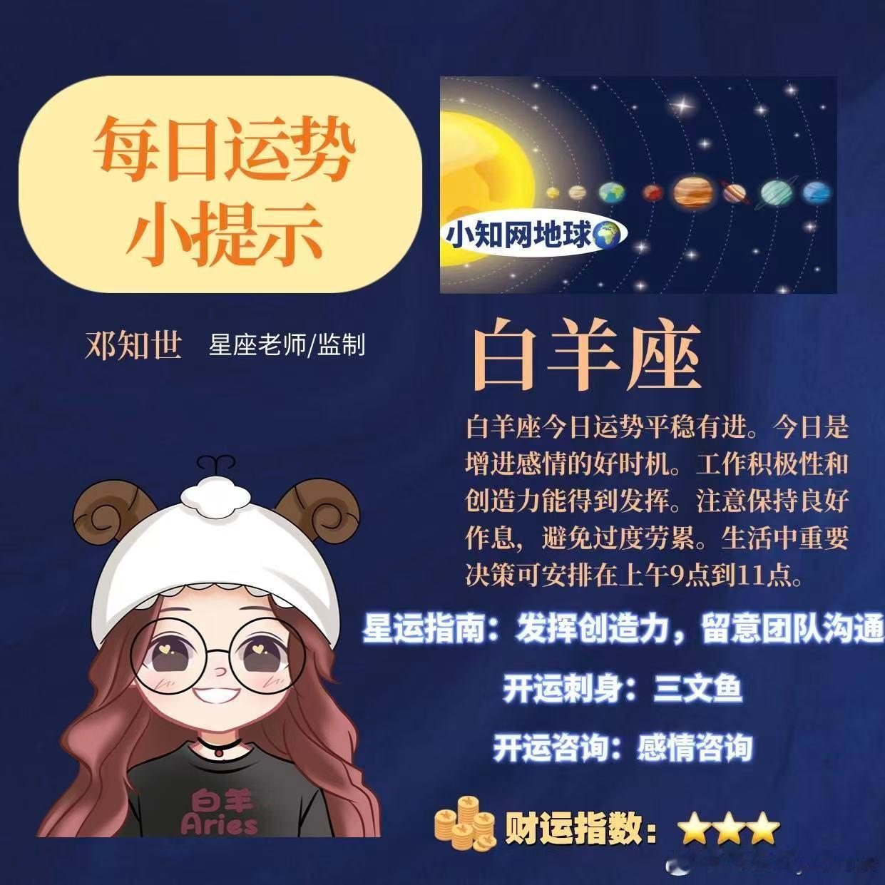 【#小知网星座#十二星座日运指南】丙午年丙申月丙子日2026/8/30今日宜静心内观，忌躁进妄言。重