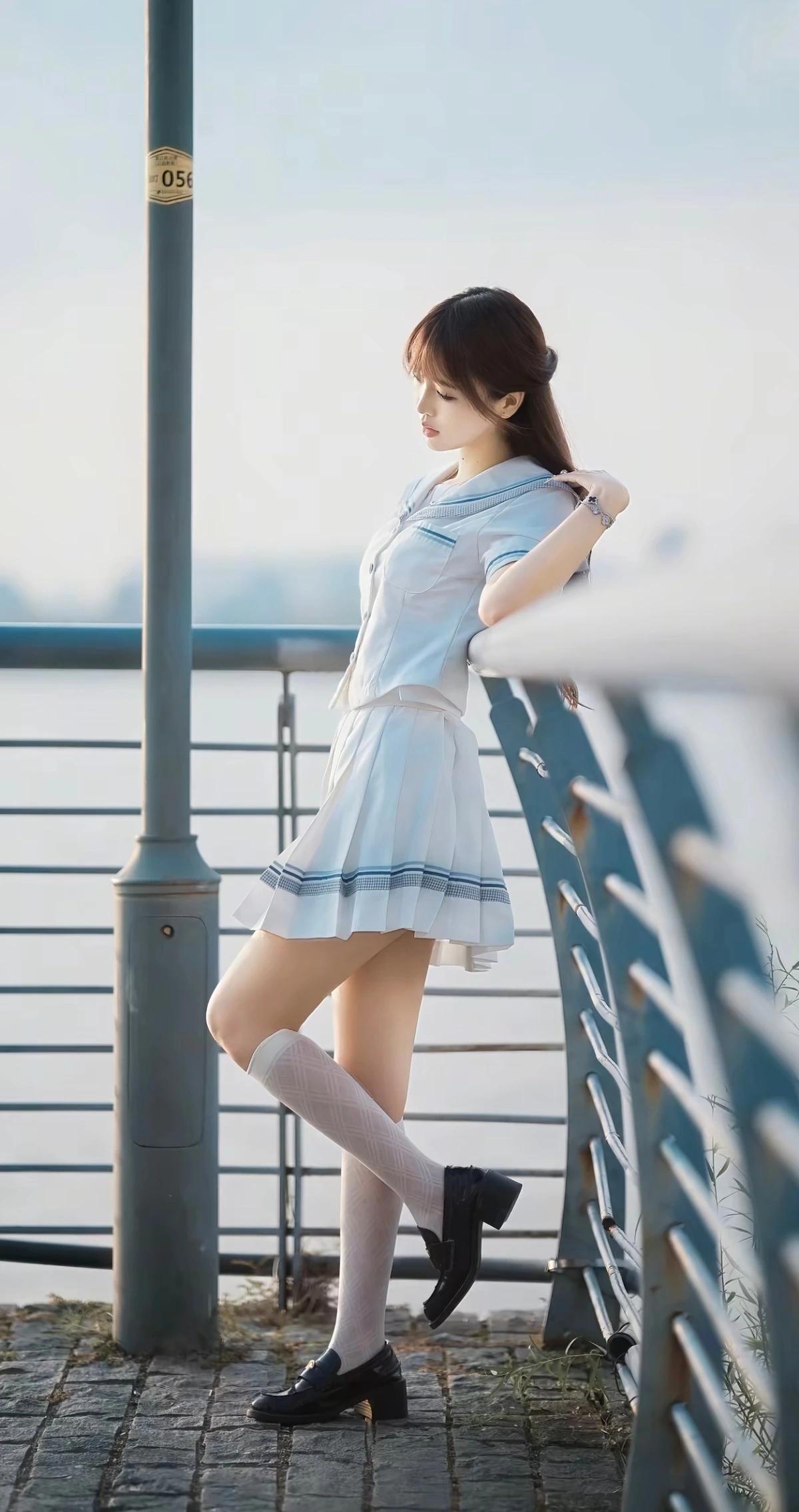 少女摄影|NO.0062期江边的倩影清纯少女户外唯美写真温婉恬静的人像照如