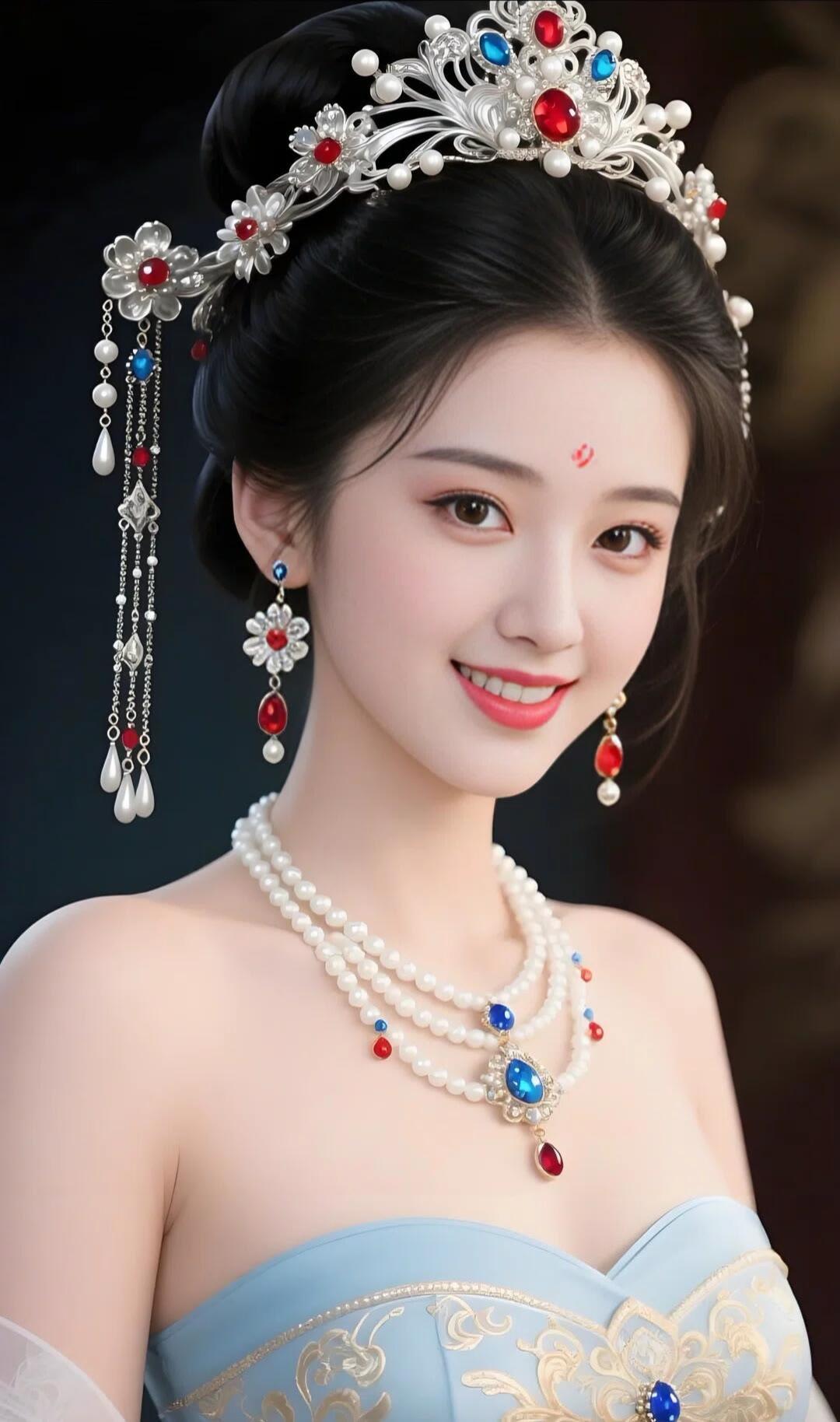 梦幻古风妆容，珠宝闪耀，宛如画中仙子