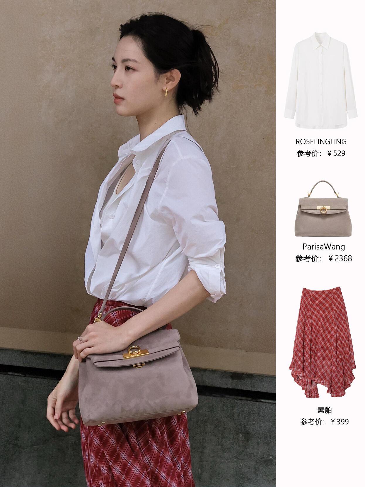 太喜欢钟楚曦的穿衣风格了，这套超美！白衬衫慵懒随性，解开几颗扣子打造松弛Ⅴ领，