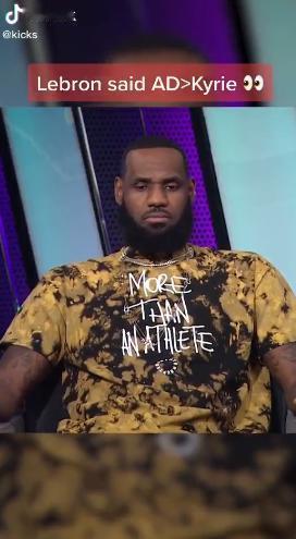 詹姆斯称赞浓眉戴维斯比欧文更有天赋的时候。詹姆斯说：“浓眉戴维斯比欧文更有