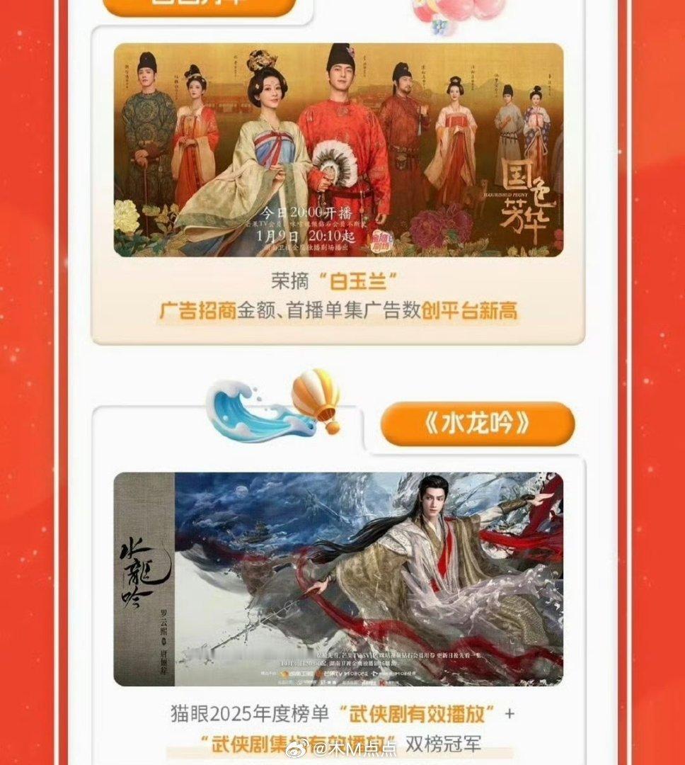 2025芒果🥭财报提及剧集：杨紫、李现《国色芳华》：荣摘“白玉兰”，广告招商金