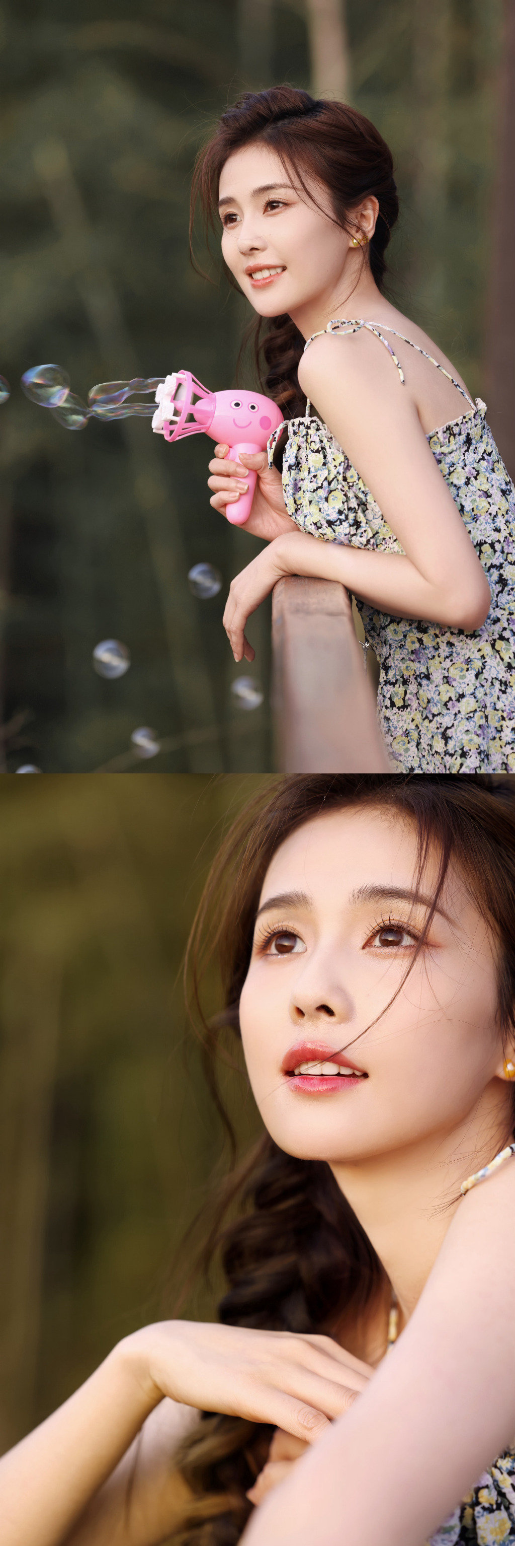 白鹿，吊带少女碎花裙，甜美气息撩动了整个夏天​​​
