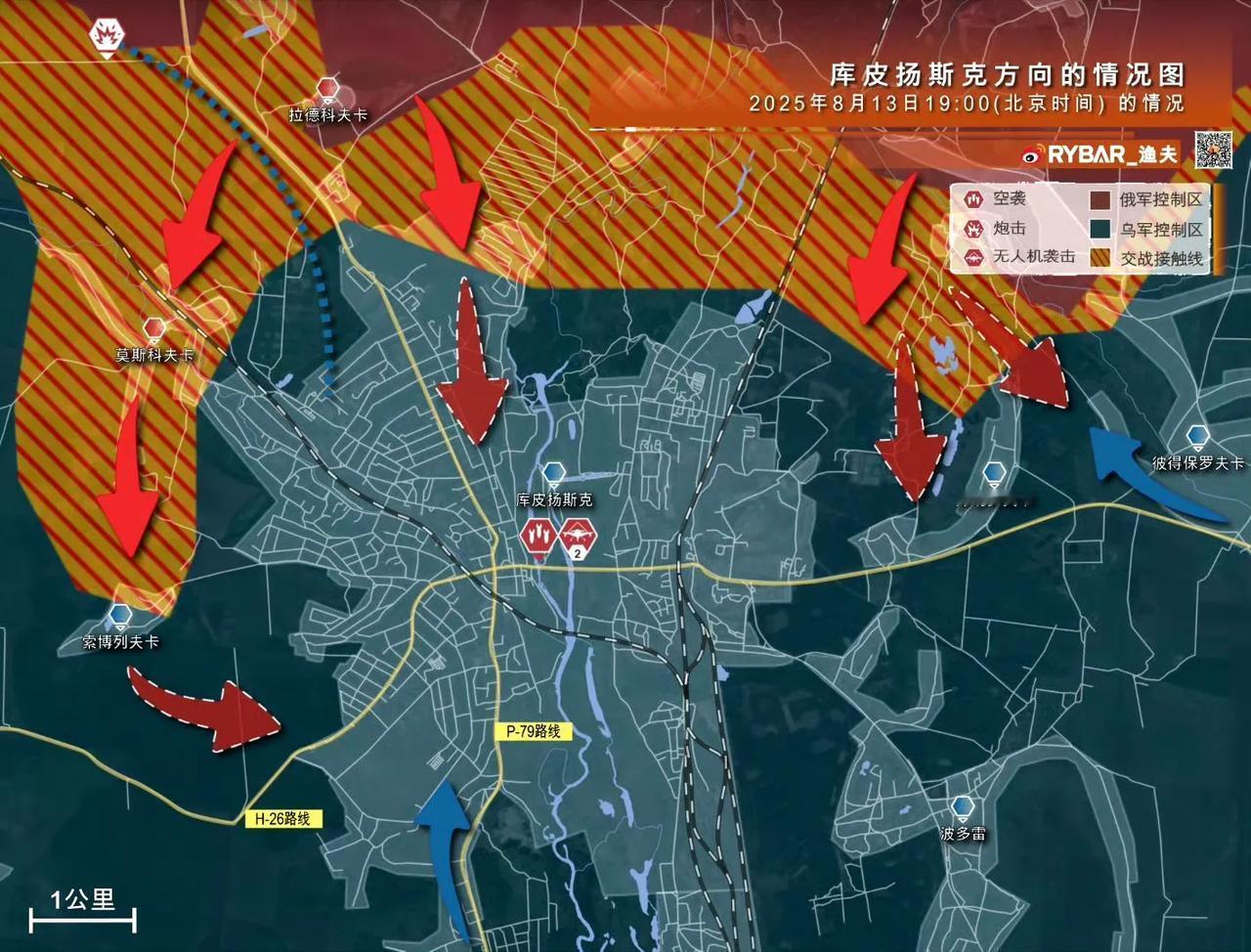 库皮扬斯克，俄军继续从西侧实施包围。打到索博列夫卡这儿，俄军的推进速度又变慢了，