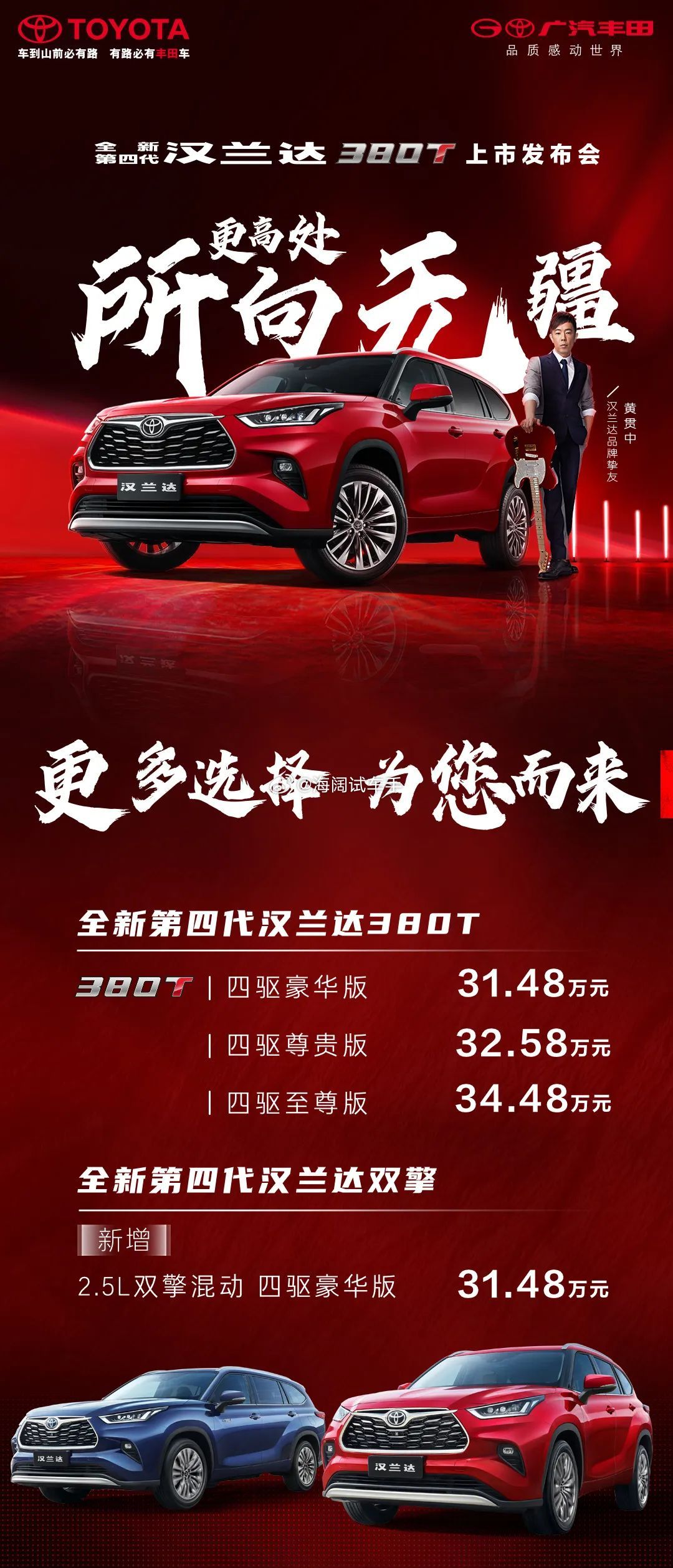 汉兰达上市的海报！！！这是2022年的事了，如今汉兰达优惠多少啊？？？海阔试车