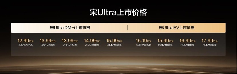 比亚迪宋UltraDM-i正式上市，12.99万起，直接把310公里