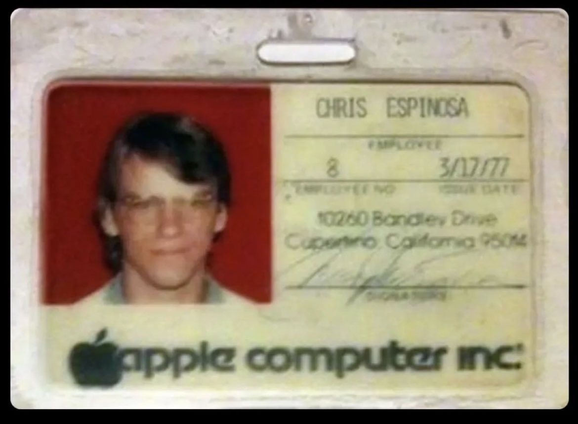 ChrisEspinosa是苹果公司在职时间最长的员工。1976年，他年仅