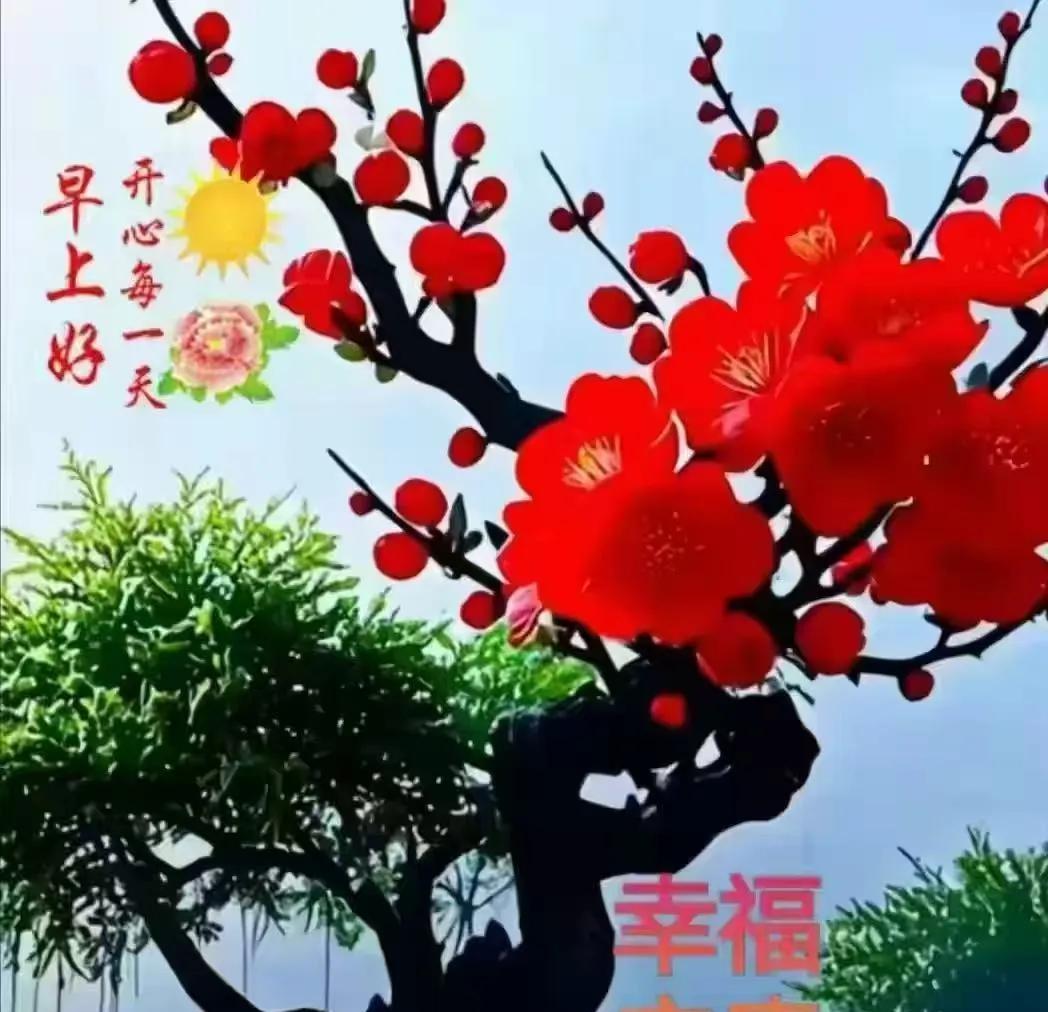 笑容带来一天的好运快乐迎来灿烂的日出时光不老我们都好