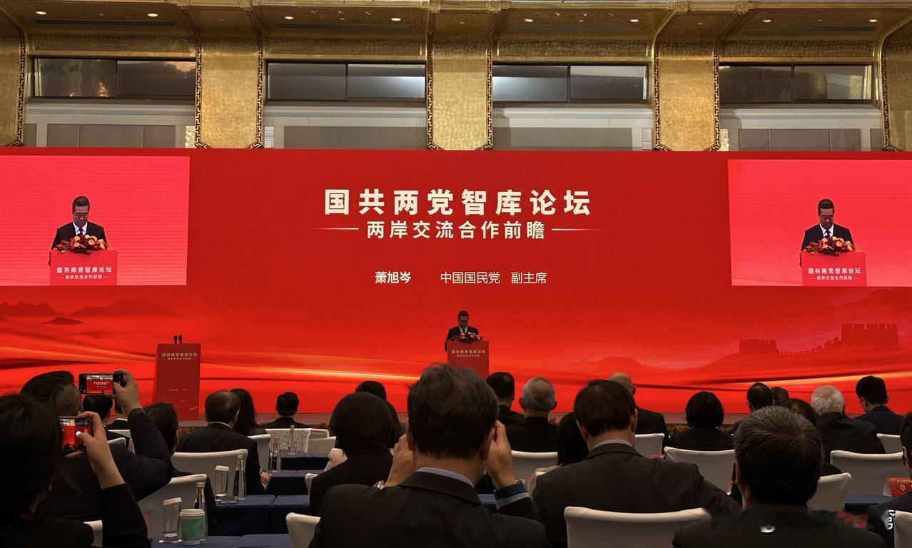 国民党副主席萧旭岑出席国共两党智库论坛，高呼“两岸合作，赚全世界的钱”。这句