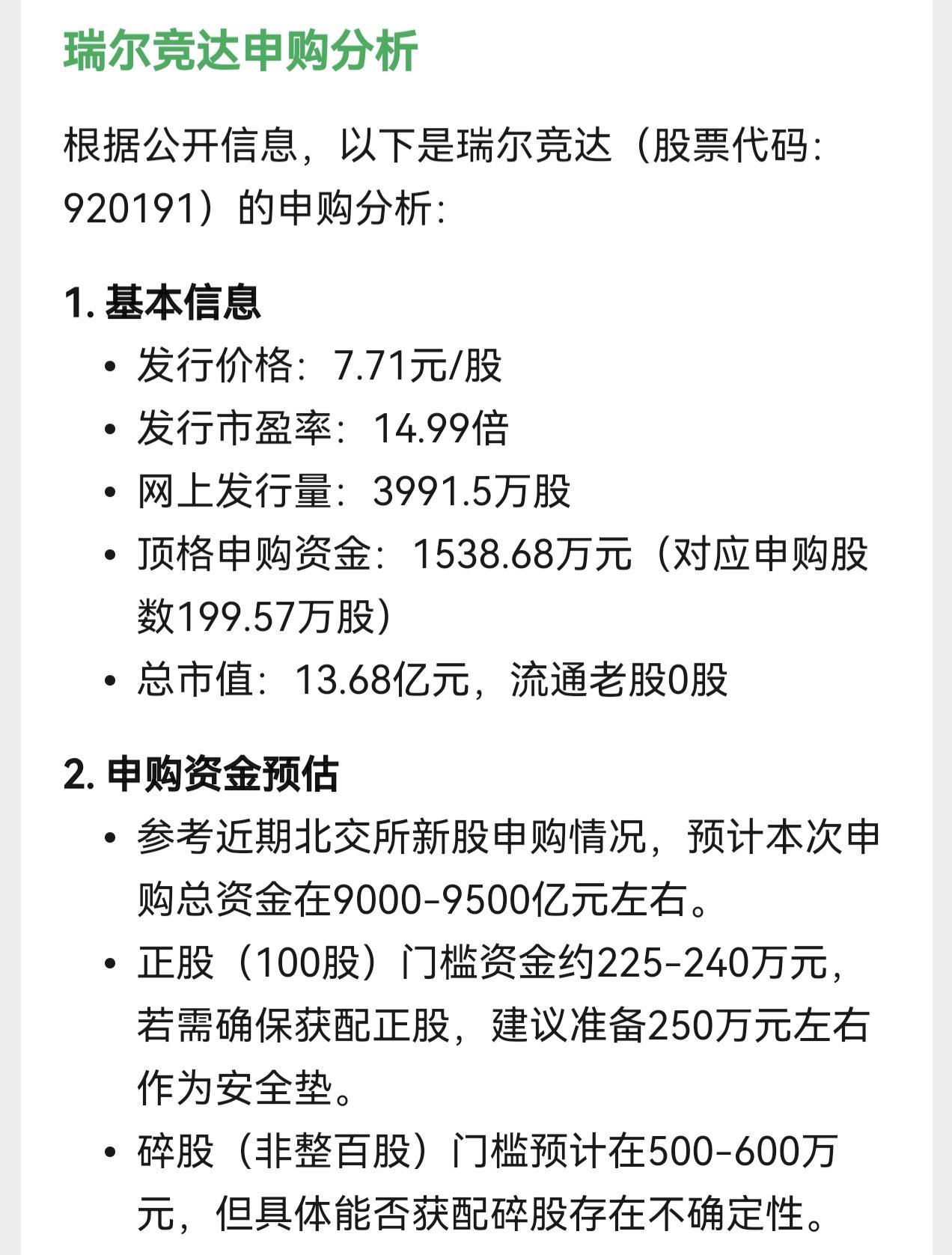 朋友们，北交所新股又有申购消息了，瑞尔竞达在4月9日（星期四）开启申购。人工