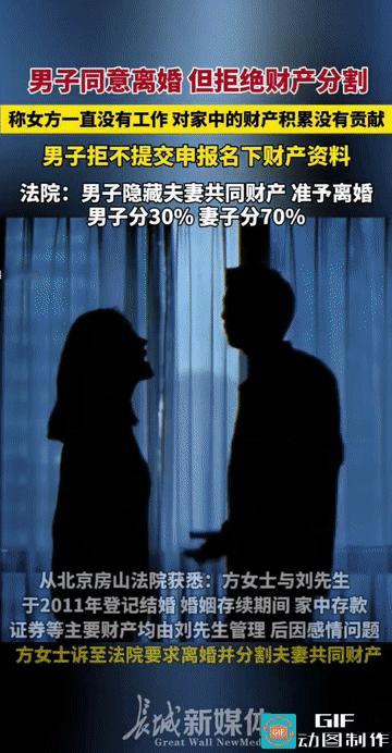 “家里的钱都是我挣的，凭什么分给她?”北京，夫妻感情破裂后，最后闹上了法院，男子