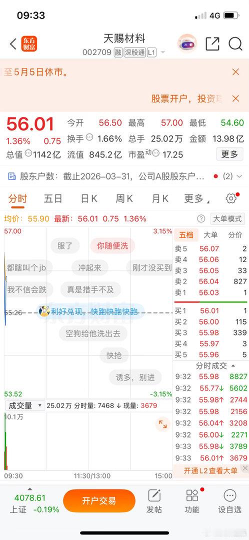 天赐材料，找上车机会上车