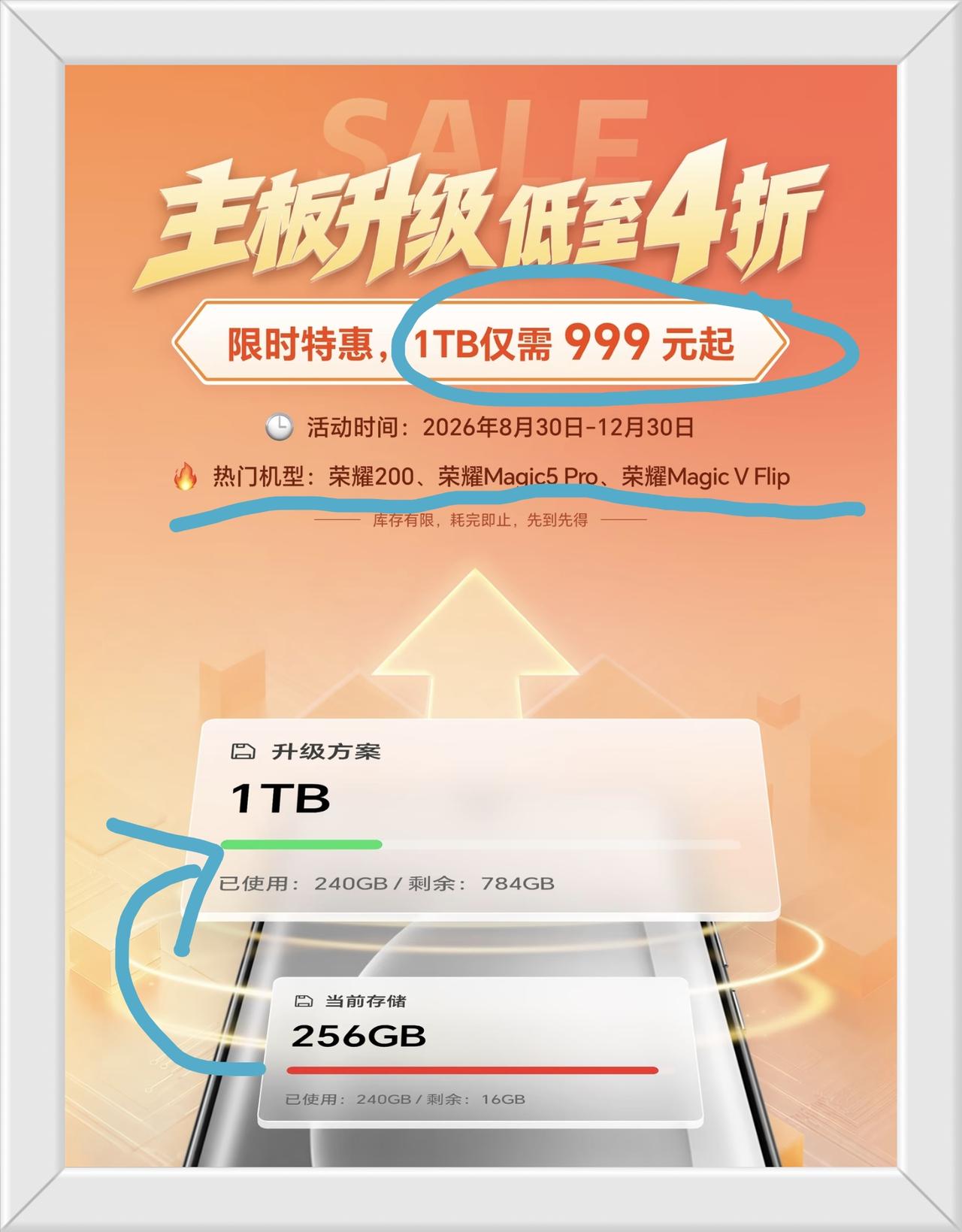 荣耀手机翻新计划来了，1TB仅需999起存储大涨，新机太贵，旧手机空间不足，