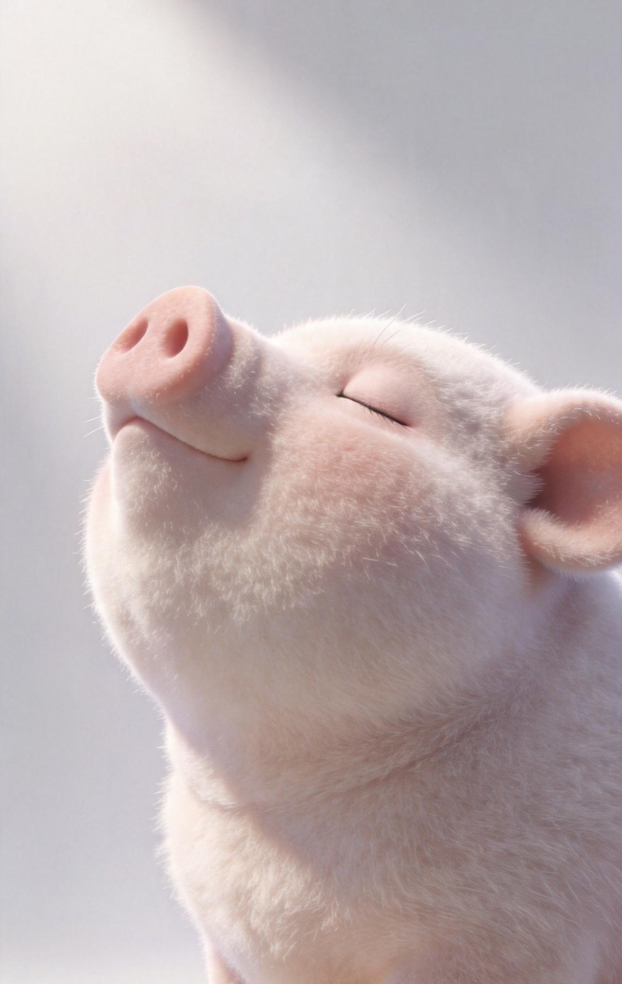 精美壁纸（712）🌈可爱小猪壁纸📝这张壁纸以一只软萌的白色小猪为核心，蓬