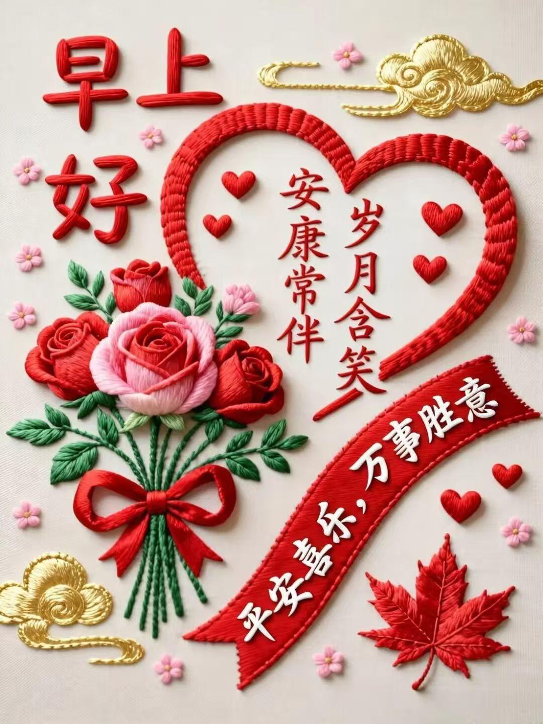 清晨先送去問候：願您與微笑重逢，願您與健康同行，願您與快樂牽手，願您與吉