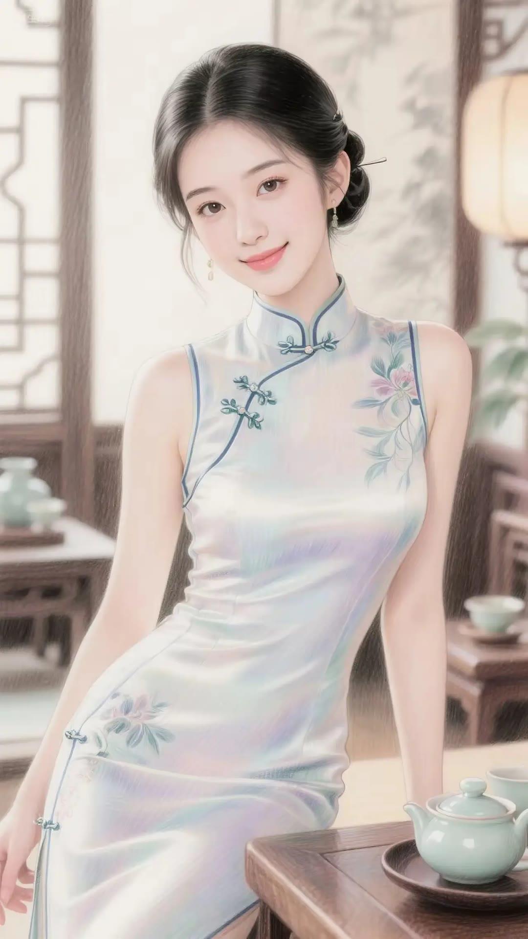 温婉旗袍美人，古典韵味十足！