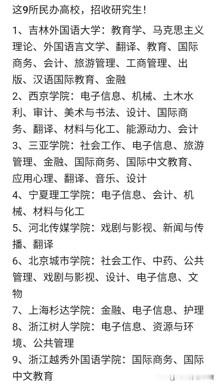 研究生真贬值了，竟然连民办本科都开始招收研究生啦，而且一下子还是9所民办本科进行