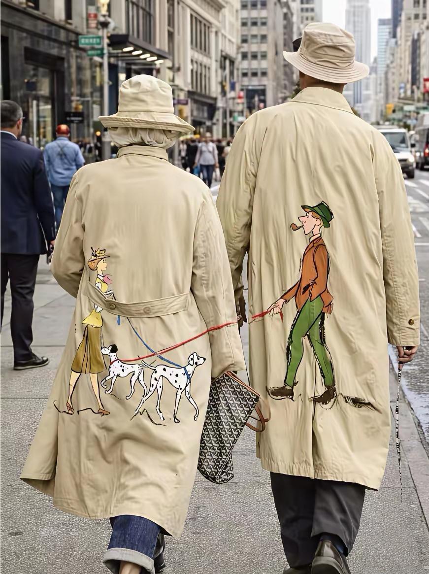 哇塞！情侣装太惊艳了！国外街头，一对耄耋之年夫妇，穿着别具一格的情侣装。