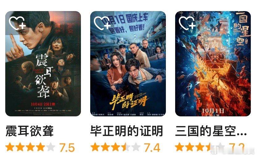 国庆档期8部新片的豆瓣评分都在下调中。包括最晚上映、最晚开分的《震耳欲聋》也从开