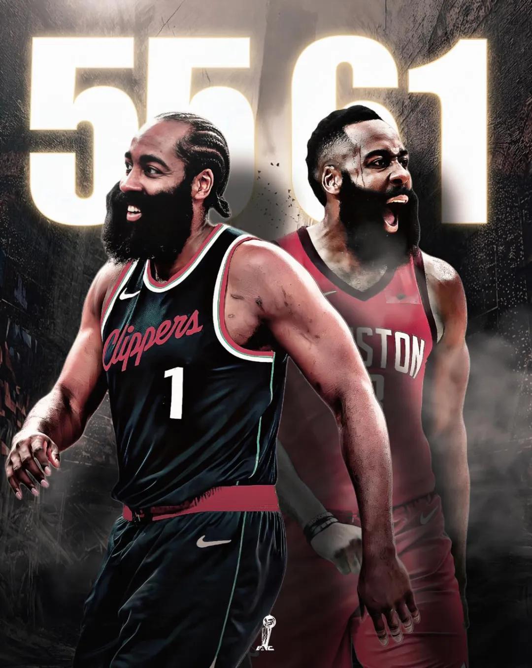 独一无二，哈登是NBA历史上唯一同时拥有两队最高分纪录的球员！今天NBA被哈