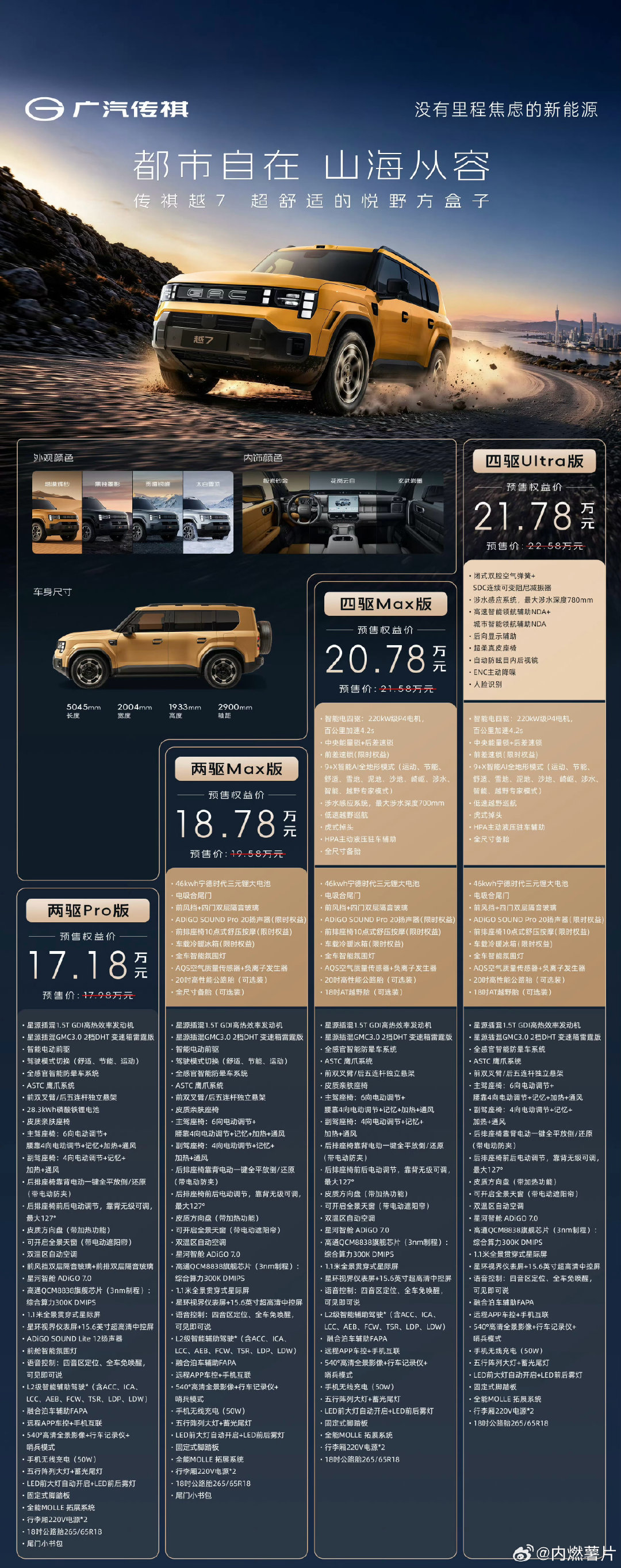 小米澎程N70有超大电池和人车家全生态，广汽传祺越7有宁德时代三元锂和2档DHT，薯薯真正的粉丝都知