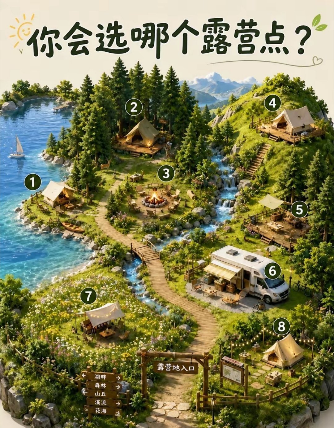 凭直觉你会选哪一个露营点？