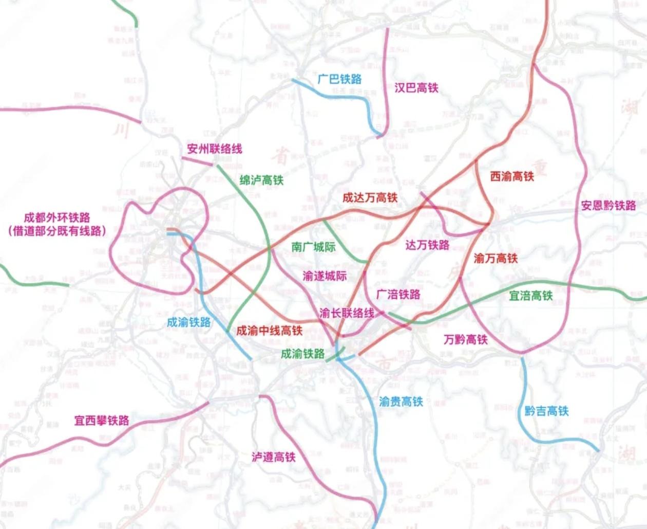 重庆将推进6条铁路：沪渝蓉高铁重庆北至长寿北段、达万铁路扩能改造、渝遂城际、安恩