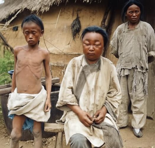 这张令人心碎的照片，记录的是晚清末一个底层家庭在生死边缘挣扎的真实场景。女子脸