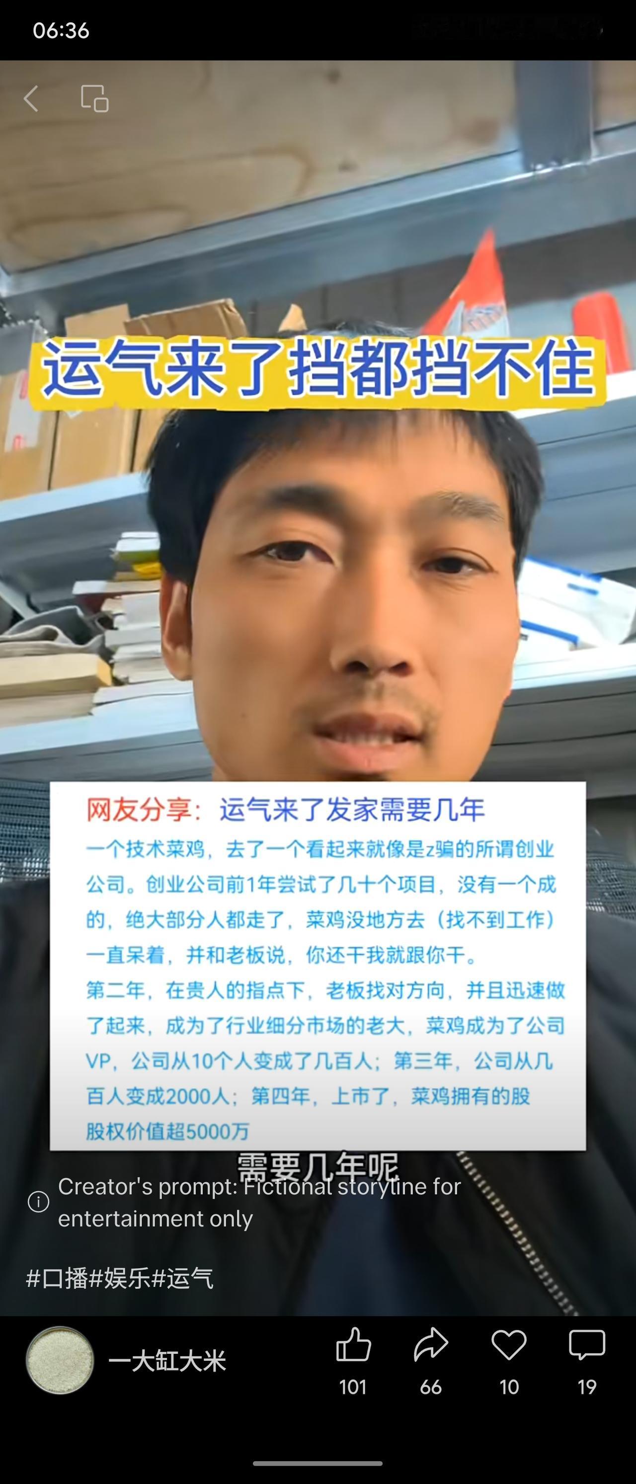 一个技术不佳的年轻人加入了一家濒临倒闭的创业公司，因无处可去而留下。第二年老板找