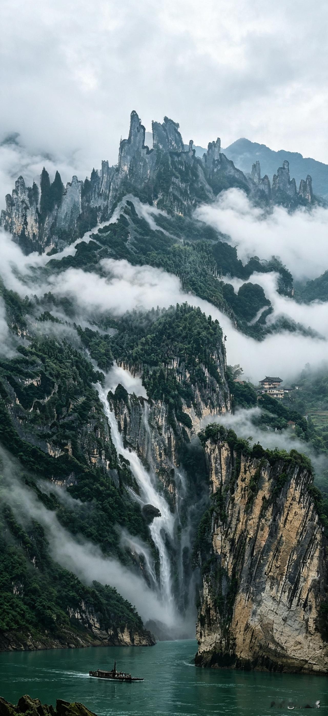 晒图笔记大赛空山藏碧涧，叠岭涌流泉。瀑布沿着层岩跌宕而下，水雾蒸腾，与林间翠色相
