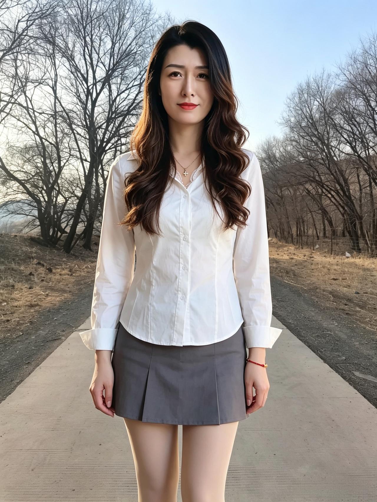 晴郊日暖影悠然，眉黛含春韵满天。俗世千般皆逊色，清风偏爱美人肩。