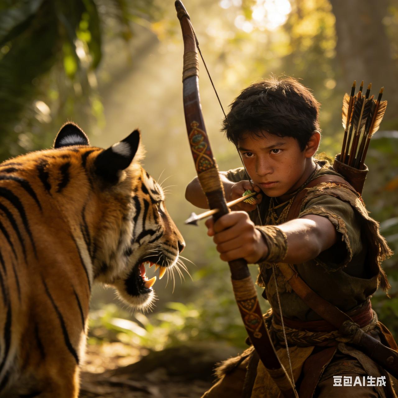 从前，虎踞山下住着一个姓关的猎户。一次狩猎中他受了伤，只能卧床休养。他十五岁的儿