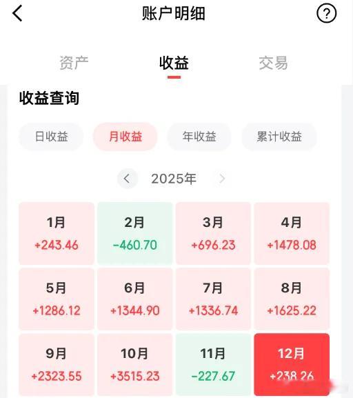 ETF大赛基金基金定投下面是主要持仓全球平衡精选的账户月度盈利情况，是不是很稳