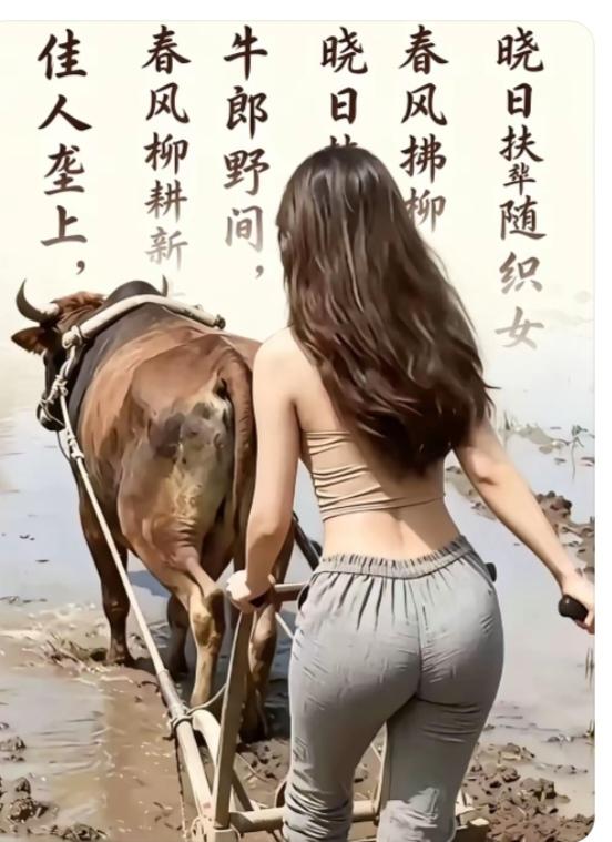 牛“耕”农村环境就是好；植物到处还不少；小院里面有菜园；虽然种地机械化；
