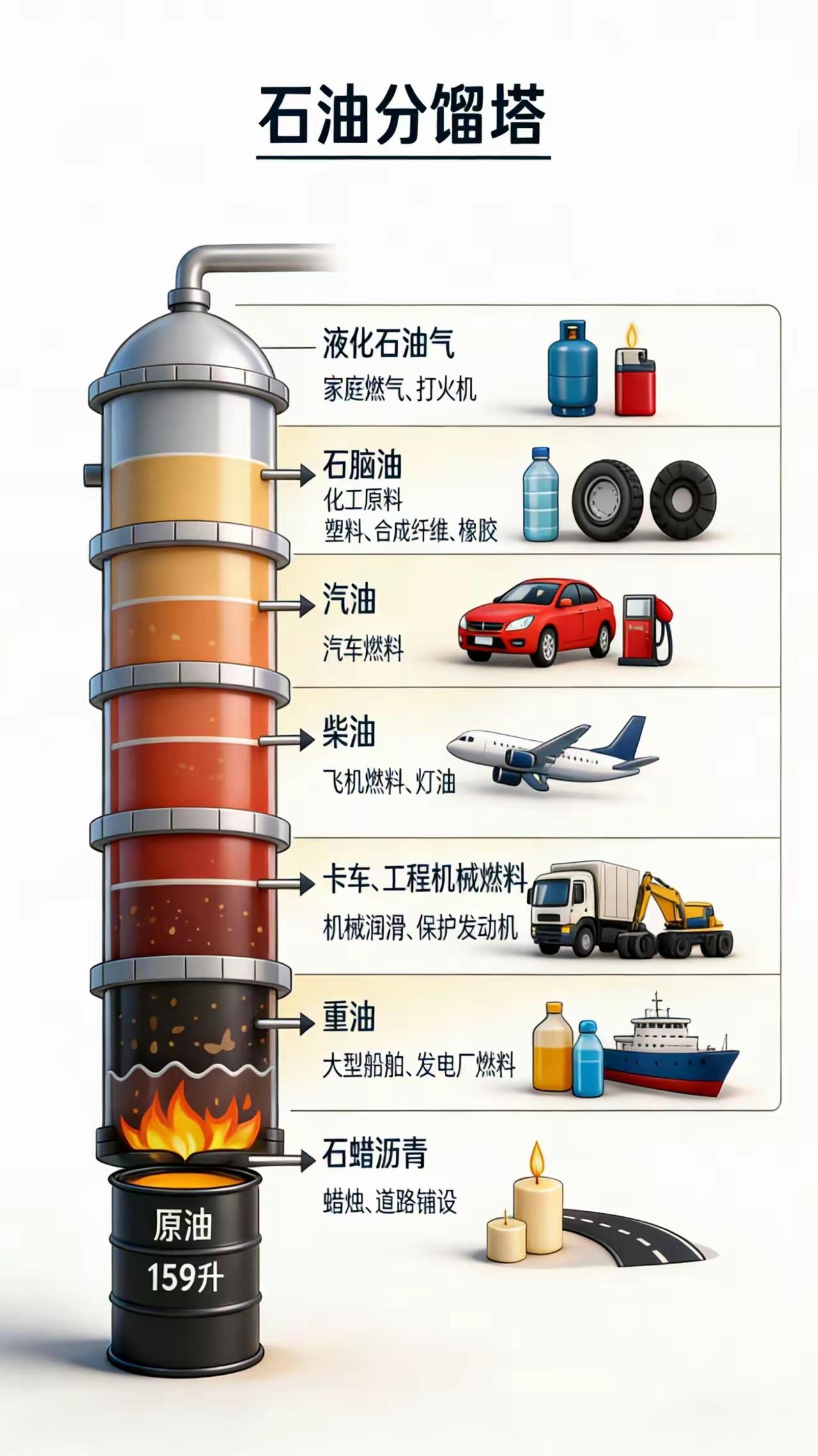 原来我们天天用的东西，全是一桶原油变的！你天天加的油、做饭的燃气、穿的衣服