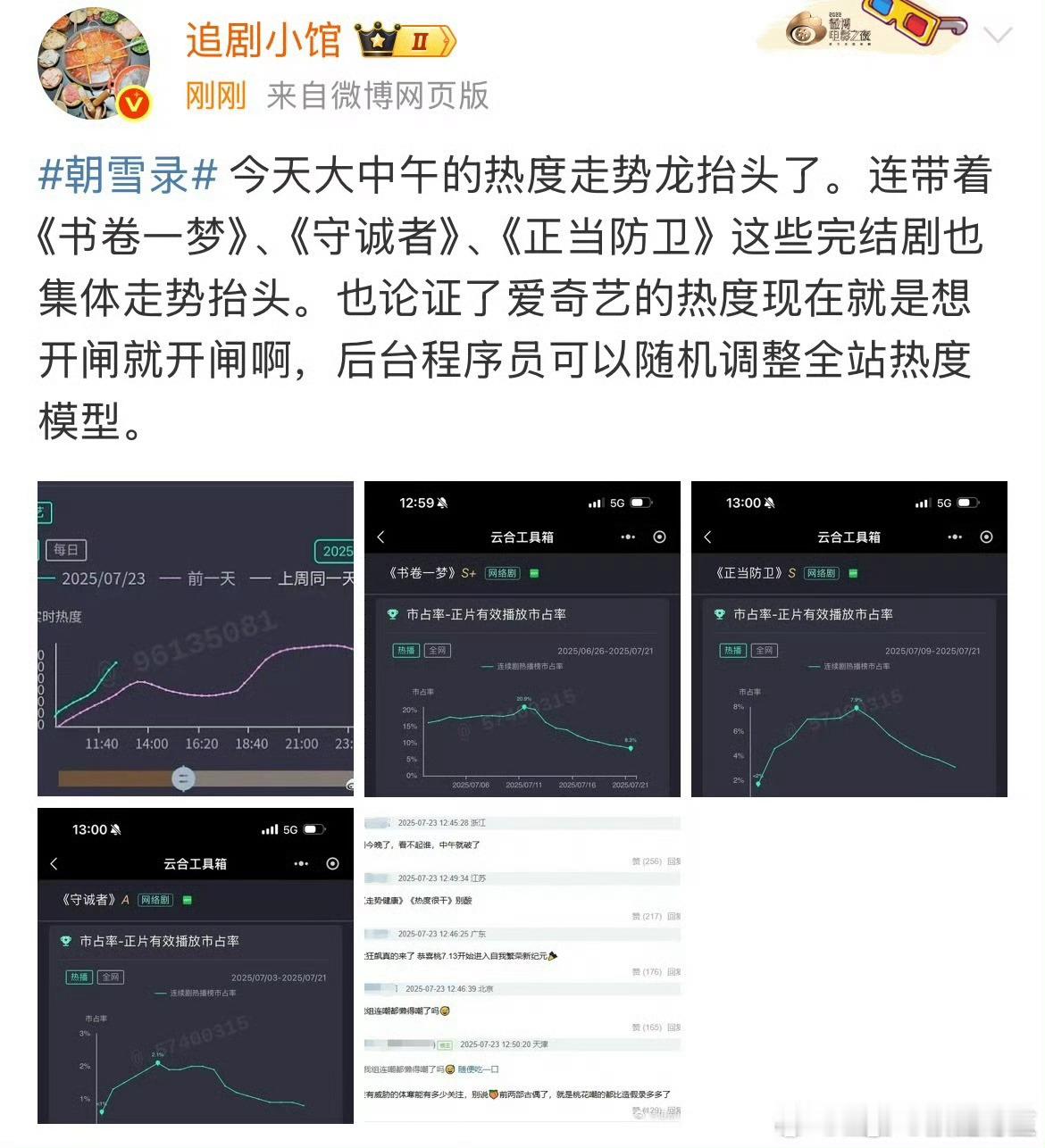 爱奇艺今年播剧的热度真的从临江仙开始就在被怀疑，一路怀疑到朝雪录​​​