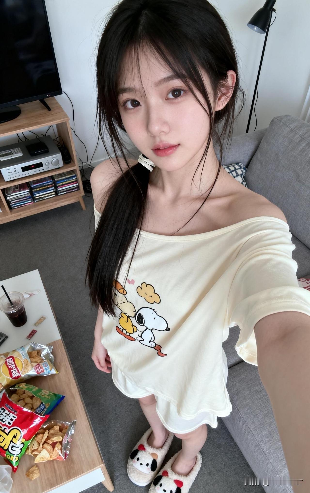 宅家休闲时光，可爱卡通T恤搭配，轻松自在！😊👗🏠