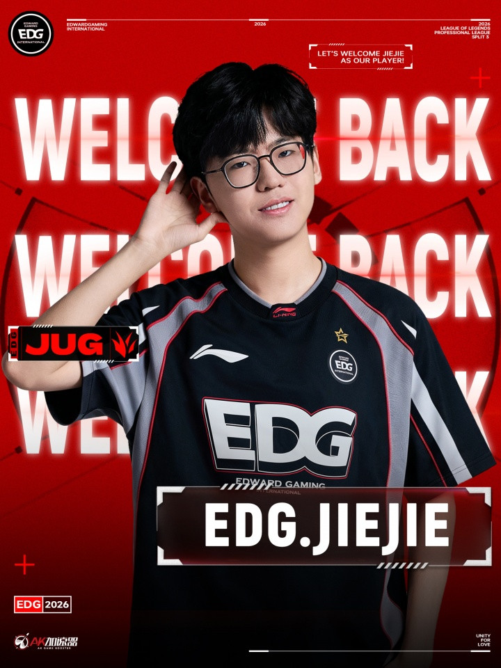 EDG官方: Jiejie选手正式回归EDG英雄联盟分部