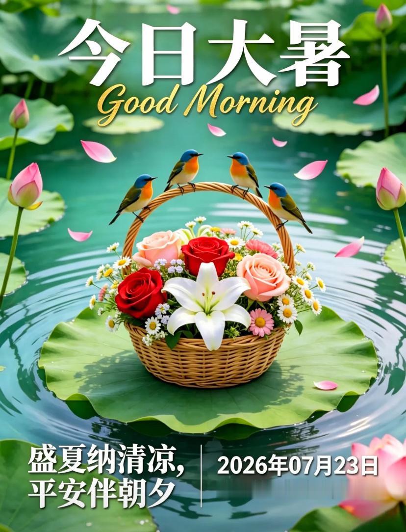 🌺2026./7月23日，大暑晨光起，晨露伴幽香，苻风送浅凉🌺🌈💐大