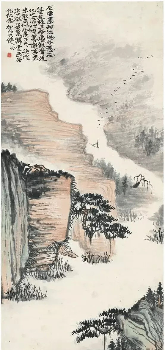 贺天健是海派山水画的代表大家，近现代中国画革新的重要实践者。他立足传统，兼师南北