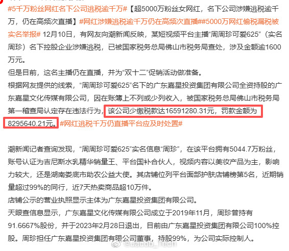 5000万网红偷税漏税被实名举报这段时间是在？那些网红都在暴雷耶！不是这个金额