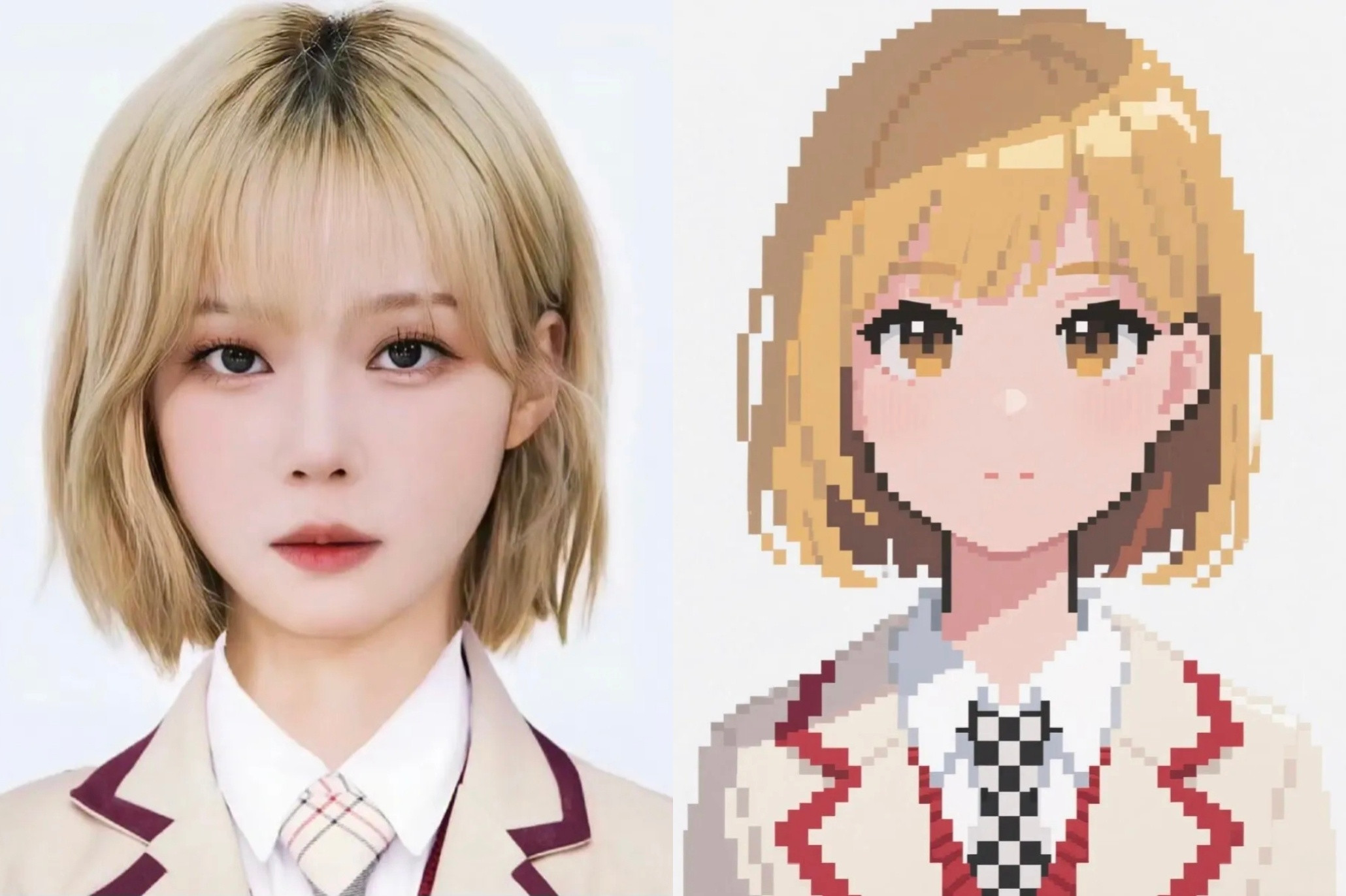 当女爱豆证件照变成像素风插画【金玟庭/lisa/朴彩英rosé/金智秀jisoo