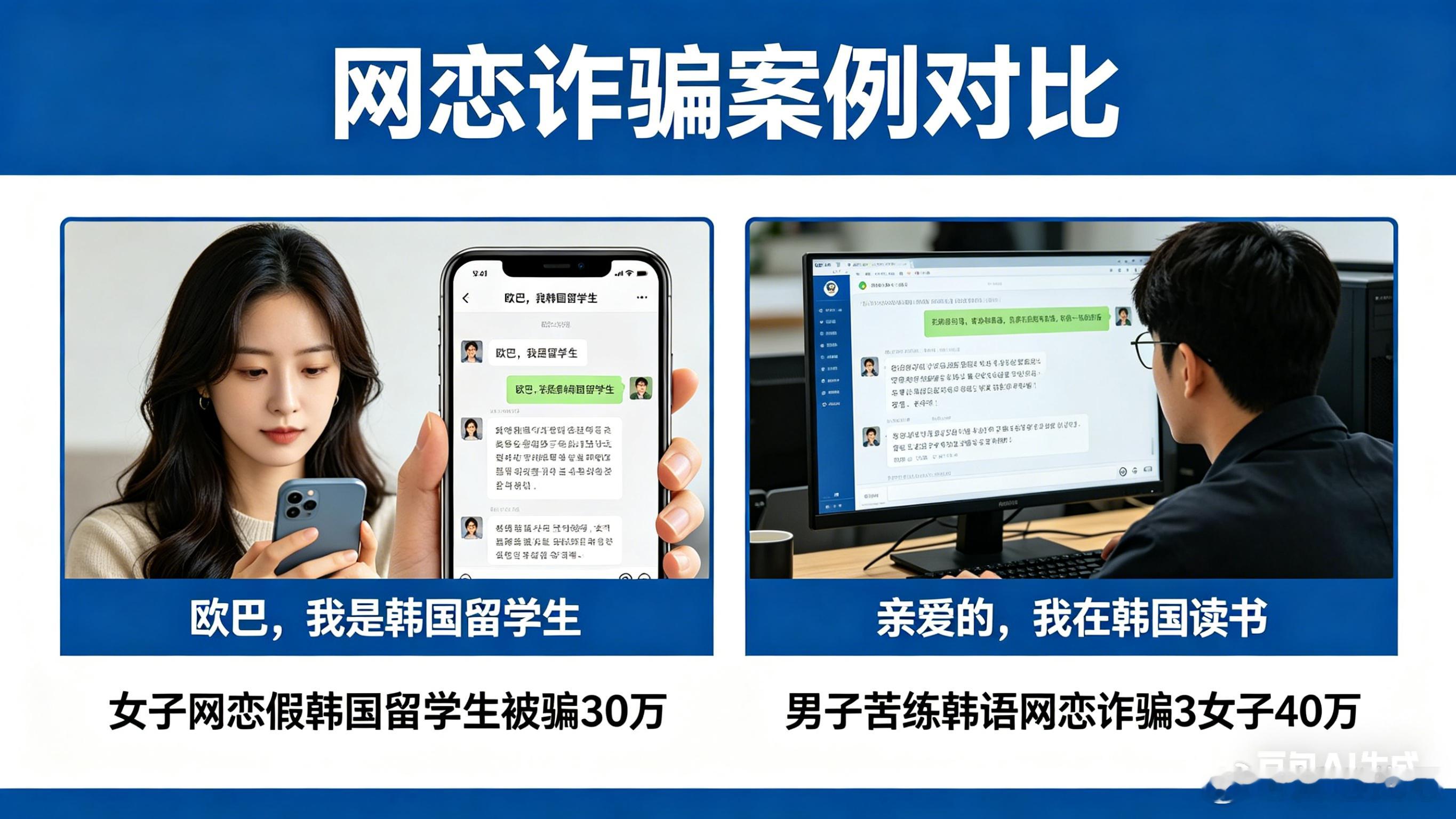 女子网恋假韩国留学生被骗30万男子苦练韩语网恋诈骗3女子40万无锡的钱女士怎么