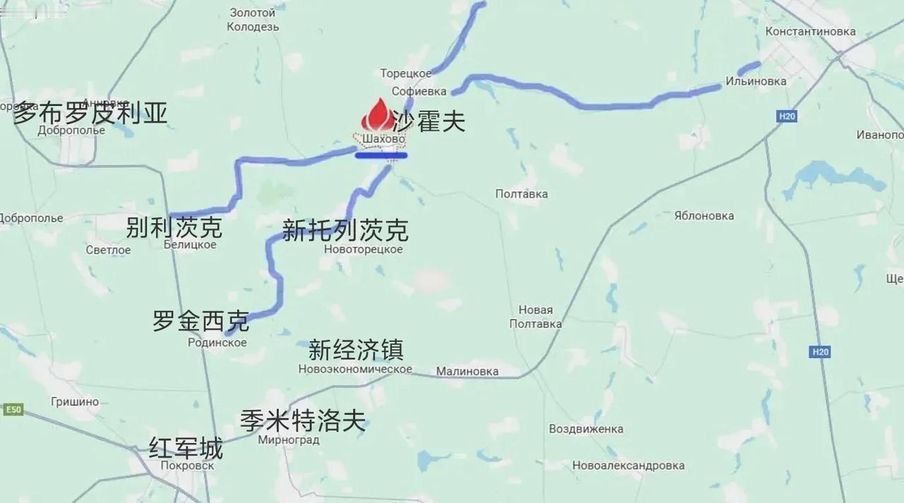 俄军中部集群在红军城东北方打到了沙霍夫，旨在切断乌军从克拉马托尔斯克和斯拉维扬斯