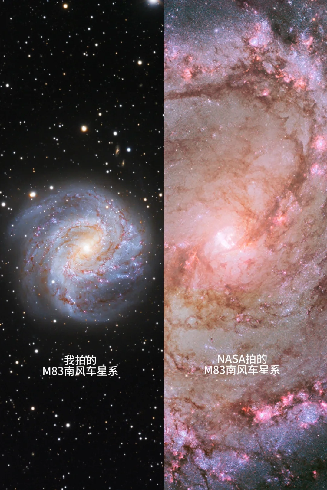 哈勃望远镜VS我的望远镜拍到的星系